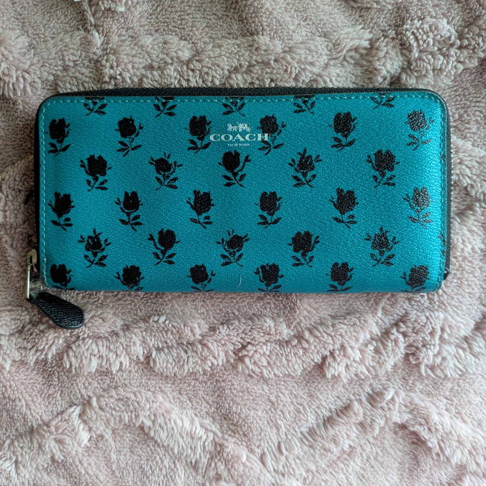 Coach Teal Floral Women's Wallet